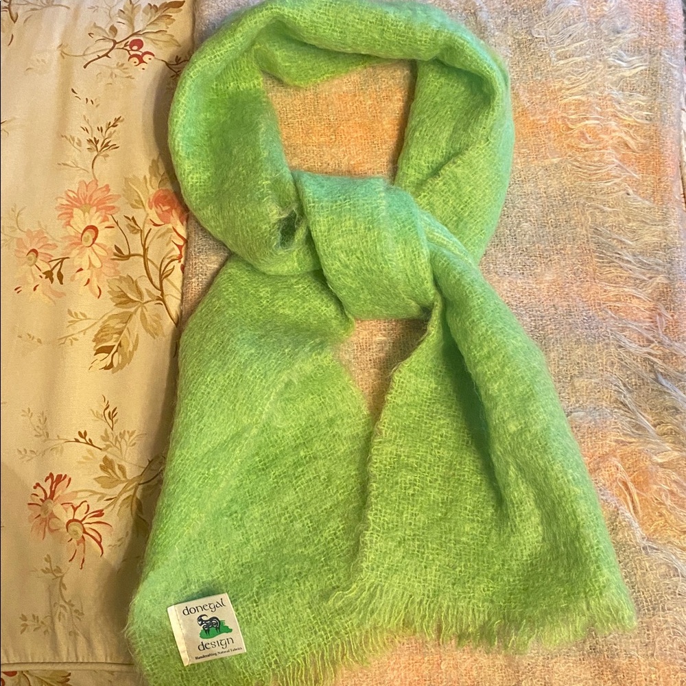 Donegal Design Green Mohair and Wool Scarf